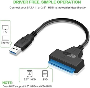 USB 3.0 SATA III Hard Drive Adapter Cable for 2.5 Inch SSD & HDD Support UASP-20cm, Black, 2-Pack USB 3.0 SATA III Hard Drive Adapter Cable for 2.5 Inch SSD & HDD Support UASP-20cm, Black, 2-Pack