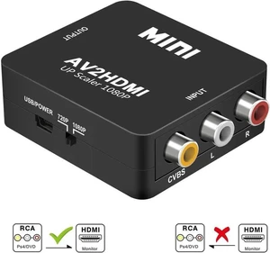 RCA to HDMI, AV to HDMI Converter, 1080P Mini RCA Composite CVBS AV to HDMI Video Audio Converter, with USB Power Cable for PC Laptop Xbox PS4 TV STB VHS VCR Camera DVD Supporting PAL/NTSC RCA to HDMI, AV to HDMI Converter, 1080P Mini RCA Composite CVBS AV to HDMI Video Audio Converter, with USB Power Cable for PC Laptop Xbox PS4 TV STB VHS VCR Camera DVD Supporting PAL/NTSC