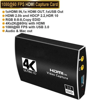 1080P 60fps 4K@60Hz Video Capture Device Video Capture Card Dongle HDMI-compatible to USB3.0/Type-C with Mic & 3.5mm Audio for Game Record Live Streaming Broadcast 1080P 60fps 4K@60Hz Video Capture Device Video Capture Card Dongle HDMI-compatible to USB3.0/Type-C with Mic & 3.5mm Audio for Game Record Live Streaming Broadcast