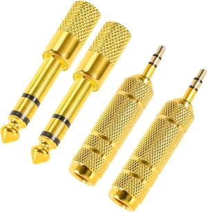 4 Pack Headphone Jack Adapter - 3.5mm (1/8 inch) Male to 6.35mm (1/4 inch) Female and 6.35mm (1/4) to 3.5mm (1/8) Audio Adapter for Player Headphone Guitar Amplifier 4 Pack Headphone Jack Adapter - 3.5mm (1/8 inch) Male to 6.35mm (1/4 inch) Female and 6.35mm (1/4) to 3.5mm (1/8) Audio Adapter for Player Headphone Guitar Amplifier