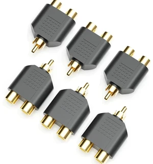 RCA Splitter, RCA Splitter 1 Male 2 Female for Audio Video Av TV Cable Conversion, Simple to use, Plug and Play - 6 pcs RCA Splitter, RCA Splitter 1 Male 2 Female for Audio Video Av TV Cable Conversion, Simple to use, Plug and Play - 6 pcs