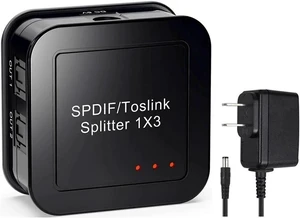 SPDIF/Toslink Digital Optical Audio Splitter 1x3, Optical Audio 1X3 Splitter, Support Dolby Digital & DTS 5.1 for PS3, Xbox, Blue-Ray DVD, HDTV,TV Box(1 Input 3 Output) SPDIF/Toslink Digital Optical Audio Splitter 1x3, Optical Audio 1X3 Splitter, Support Dolby Digital & DTS 5.1 for PS3, Xbox, Blue-Ray DVD, HDTV,TV Box(1 Input 3 Output)