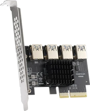 PCI Express Multiplier Riser Card,PCI-E 4X to External 4 PCI-E USB 3.0 Converter Adapter Card 4 Ports for Bitcoin ETH Mining Miner Device(One Side Interface) PCI Express Multiplier Riser Card,PCI-E 4X to External 4 PCI-E USB 3.0 Converter Adapter Card 4 Ports for Bitcoin ETH Mining Miner Device(One Side Interface)