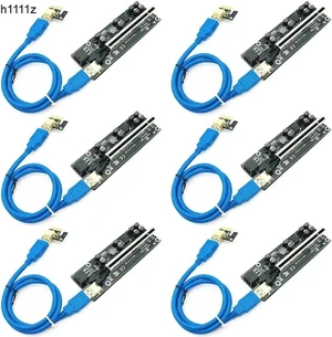 6pcs est 009S PLUS USB 3.0 PCI-E Riser VER009 Express 1X 4x 8x 16x Extender pcie Riser Adapter Card SATA 15pin to 6 pin Power 6pcs est 009S PLUS USB 3.0 PCI-E Riser VER009 Express 1X 4x 8x 16x Extender pcie Riser Adapter Card SATA 15pin to 6 pin Power