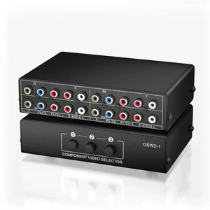 3 in 1 Out Component AV Switch Box, 3-Port 5 RCA YPbPr RGB Component Video Selector with L/R Stereo Audio, Supports 1080P, Compatible with Xbox, Wii, PS1/PS2/PS3, SNES, DVD Players, STB and HDTV 3 in 1 Out Component AV Switch Box, 3-Port 5 RCA YPbPr RGB Component Video Selector with L/R Stereo Audio, Supports 1080P, Compatible with Xbox, Wii, PS1/PS2/PS3, SNES, DVD Players, STB and HDTV