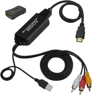 RCA to HDMI Converter with HDMI Cable for DVD/STB/VHS with Female RCA Output(RCA Cable Integrated), CVBS AV Composite to HDMI Converter Supports Full HD 720P/1080P Output Switch RCA to HDMI Converter with HDMI Cable for DVD/STB/VHS with Female RCA Output(RCA Cable Integrated), CVBS AV Composite to HDMI Converter Supports Full HD 720P/1080P Output Switch