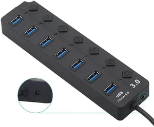 7 port usb3.0 hub independent key switch USB3.0 hub splitter one drag seven extender with power supply 7 port usb3.0 hub independent key switch USB3.0 hub splitter one drag seven extender with power supply