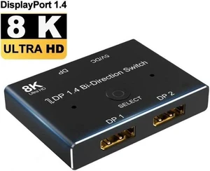 DisplayPort Switch DP 1.4 Bi-direction Switcher 8K 60hz 4K 120Hz 32.4 Gbps Splitter 2X1 Or 1x2 For Multiple Source Displays DisplayPort Switch DP 1.4 Bi-direction Switcher 8K 60hz 4K 120Hz 32.4 Gbps Splitter 2X1 Or 1x2 For Multiple Source Displays