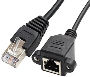 RJ45 8P8C FTP STP UTP Cat 5e Male to Female LAN Ethernet Network Extension Cable with Panel Mount Holes 30cm RJ45 8P8C FTP STP UTP Cat 5e Male to Female LAN Ethernet Network Extension Cable with Panel Mount Holes 30cm