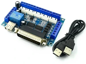 Upgraded 5 Axis CNC Interface Adapter Breakout Board Stepper Motor Driver Mach3 + USB Cable Upgraded 5 Axis CNC Interface Adapter Breakout Board Stepper Motor Driver Mach3 + USB Cable
