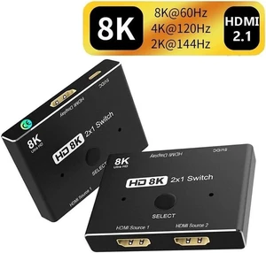 Switcher HDMI-compatible 2.1 2 in 1 out Ultra speed 48Gbps 8K@60Hz 4K@120Hz Switch adapter With switch button For PS4/5 TV Box HDTV Xbox Projector Switcher HDMI-compatible 2.1 2 in 1 out Ultra speed 48Gbps 8K@60Hz 4K@120Hz Switch adapter With switch button For PS4/5 TV Box HDTV Xbox Projector