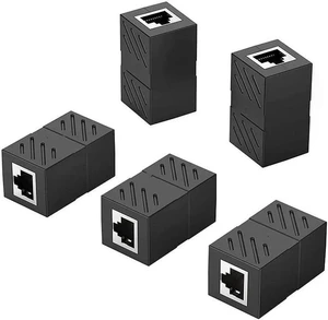 RJ45 Coupler Ethernet Extender Connector 5 Pack Inline Coupler Cat7 Cat6 Cat5e Ethernet Cable Adapter Female to Female Black RJ45 Coupler Ethernet Extender Connector 5 Pack Inline Coupler Cat7 Cat6 Cat5e Ethernet Cable Adapter Female to Female Black