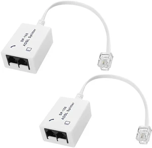 DSL Filter Splitter ADSL Splitter for Telephone Line 1 to 2 RJ11 6P4C/6P2C Male to Dual Female Telephone Modem Converter Adapter for Fax Machine -2 Pcs DSL Filter Splitter ADSL Splitter for Telephone Line 1 to 2 RJ11 6P4C/6P2C Male to Dual Female Telephone Modem Converter Adapter for Fax Machine -2 Pcs