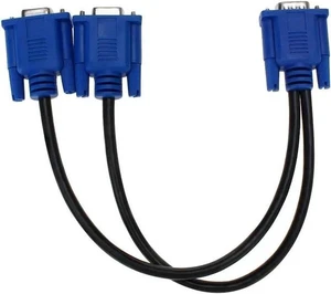 VGA Monitor Y-Splitter Cable,VGA 1 Male to Dual 2 VGA Female Adapter Converter Video Cable for Screen Duplication - 1 Foot VGA Monitor Y-Splitter Cable,VGA 1 Male to Dual 2 VGA Female Adapter Converter Video Cable for Screen Duplication - 1 Foot