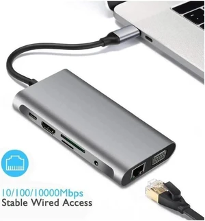 USB C Hub, USB C Adapter 10 in 1 Type C Adapter,USB-C PD 3.0 with 4K HDMI, RJ45 Ethernet, USB 3.0 Ports, TF/SD Card Reader, VGA, Audio Mic Port for MacBook and Other Type-C Laptops USB C Hub, USB C Adapter 10 in 1 Type C Adapter,USB-C PD 3.0 with 4K HDMI, RJ45 Ethernet, USB 3.0 Ports, TF/SD Card Reader, VGA, Audio Mic Port for MacBook and Other Type-C Laptops