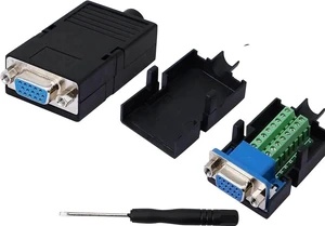 VGA DB15 Solderless Connector 3+9 D-SUB 15 Pin VGA 3 Row Breakout Board Adaptor with Case+Screwdriver(2-Pack Fmale) VGA DB15 Solderless Connector 3+9 D-SUB 15 Pin VGA 3 Row Breakout Board Adaptor with Case+Screwdriver(2-Pack Fmale)