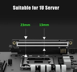 PA17 PCIe 5.0 X16 Riser Adapter Card, Right Angle and Low-Profile for 1U/2U Server Installation PA17 PCIe 5.0 X16 Riser Adapter Card, Right Angle and Low-Profile for 1U/2U Server Installation