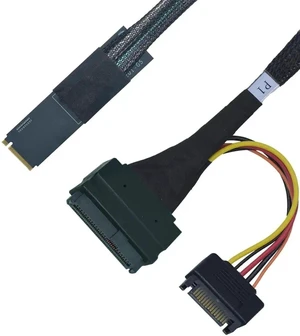 PCIe 5.0 M.2 to U.2 Adapter Cable, M.2 NVMe to SFF-8639 U.2 SSD Converter Cord with 15Pin SATA Power, Right Angle Exit, 1.6ft/50cm for Server Workstation NAS Storage Expansion PCIe 5.0 M.2 to U.2 Adapter Cable, M.2 NVMe to SFF-8639 U.2 SSD Converter Cord with 15Pin SATA Power, Right Angle Exit, 1.6ft/50cm for Server Workstation NAS Storage Expansion