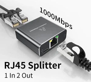 1 In 2 Out Gigabit Ethernet Splitter, RJ45 Female to Female LAN Cable Splitter Adapter, Cat5/5e/6/7/8 Compatible Network Socket Connector for Home Office 1 In 2 Out Gigabit Ethernet Splitter, RJ45 Female to Female LAN Cable Splitter Adapter, Cat5/5e/6/7/8 Compatible Network Socket Connector for Home Office
