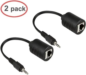 2Pack 35mm Stereo to RJ45 Female Extender Over Cat5Cat6 Cable 2X 35mm to RJ45 Female 2Pack 35mm Stereo to RJ45 Female Extender Over Cat5Cat6 Cable 2X 35mm to RJ45 Female