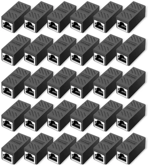 30 Pack RJ45 Female to Female Inline Ethernet Coupler, Black Network Cable Extender Connector Compatible with Cat5/Cat5e/Cat6/Cat7/Cat8 Ethernet Wires 30 Pack RJ45 Female to Female Inline Ethernet Coupler, Black Network Cable Extender Connector Compatible with Cat5/Cat5e/Cat6/Cat7/Cat8 Ethernet Wires