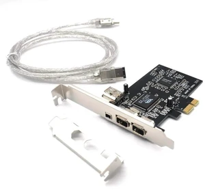 PCIe x1 3-Port IEEE 1394A FireWire Expansion Card, PCI Express 1394 Controller with 2×6-Pin +1×4-Pin External Ports, Full & Low Profile Brackets for Desktop, DV Camcorder Video Capture & Legacy FireWi PCIe x1 3-Port IEEE 1394A FireWire Expansion Card, PCI Express 1394 Controller with 2×6-Pin +1×4-Pin External Ports, Full & Low Profile Brackets for Desktop, DV Camcorder Video Capture & Legacy FireWi