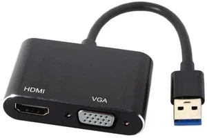 USB 3.0/2.0 to HDMI VGA Dual Display Adapter Cable, External USB Video Graphics Card Compatible with Windows & Mac Laptops USB 3.0/2.0 to HDMI VGA Dual Display Adapter Cable, External USB Video Graphics Card Compatible with Windows & Mac Laptops