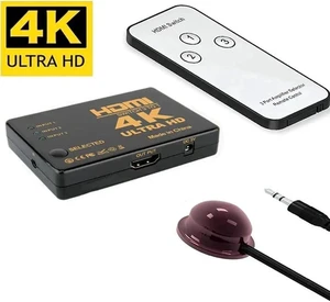 3 in 1 Out HDMI Switcher 4K@30Hz with IR Remote Control, 3-Port HDMI Hub Supports 3D 1080P Full HD, Compatible with PS4 PS3 Pro Xbox 360 DVD Players for Home Gaming 3 in 1 Out HDMI Switcher 4K@30Hz with IR Remote Control, 3-Port HDMI Hub Supports 3D 1080P Full HD, Compatible with PS4 PS3 Pro Xbox 360 DVD Players for Home Gaming