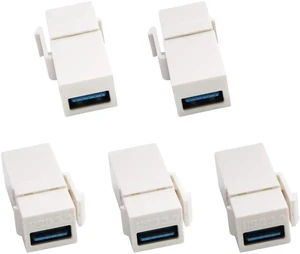 USB 3.0 A Keystone Adapter Female to Female USB 3.0 A Keystone Jack Insert Socket Coupler Adapter for Wall Plate Outlet Panel (White/5 Pack) USB 3.0 A Keystone Adapter Female to Female USB 3.0 A Keystone Jack Insert Socket Coupler Adapter for Wall Plate Outlet Panel (White/5 Pack)