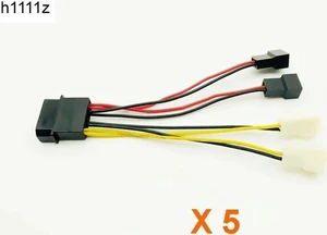 5PCS Computer Fan Power Cable 4Pin Molex to Four 3Pin Power Cable Adapter Connector 12v*2 or 5v*2 for CPU PC Case Fan Cables 5PCS Computer Fan Power Cable 4Pin Molex to Four 3Pin Power Cable Adapter Connector 12v*2 or 5v*2 for CPU PC Case Fan Cables
