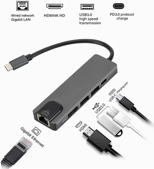 5 in 1 USB Type C Hub Hdmi 4K USB C Hub to Gigabit Ethernet Rj45 Lan Adapter for Mac book Pro Thunderbolt 3 USB-C Charger 5 in 1 USB Type C Hub Hdmi 4K USB C Hub to Gigabit Ethernet Rj45 Lan Adapter for Mac book Pro Thunderbolt 3 USB-C Charger