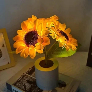 Gemdeck 3 USB Head 22, Artificial Sunflower in Pot with LED Night Light Gemdeck 3 USB Head 22, Artificial Sunflower in Pot with LED Night Light