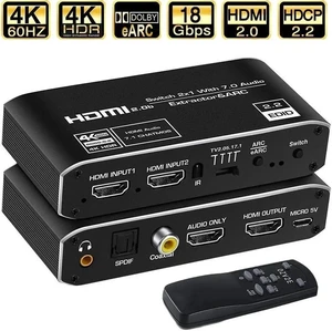 4K HDMI Switch 2x1 with Audio Extractor 4K@60Hz Ultra HD HDMI Switcher with Optical TOSLINK SPDIF 3.5mmAudio Coaxial Support ARC Function 3D 1080P @120Hz 4Kx2k @60Hz HDTV(Remote Control) 4K HDMI Switch 2x1 with Audio Extractor 4K@60Hz Ultra HD HDMI Switcher with Optical TOSLINK SPDIF 3.5mmAudio Coaxial Support ARC Function 3D 1080P @120Hz 4Kx2k @60Hz HDTV(Remote Control)