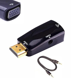 HDMI to VGA Adapter Converter with 3.5mm Audio Jack Cable 50cm VGA Female to HDMI Male Gold Plated Connector for HDTV PC Desktop Monitor Laptop Projector HDMI to VGA Adapter Converter with 3.5mm Audio Jack Cable 50cm VGA Female to HDMI Male Gold Plated Connector for HDTV PC Desktop Monitor Laptop Projector
