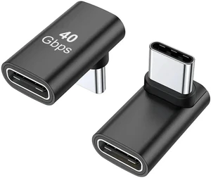 2 Pack Right Angle 90 Degree USB-C Male to Female Adapter, 100W PD Fast Charging Type-C Extender Black for Steam Deck ROG Ally Switch Laptops Tablets Phones 2 Pack Right Angle 90 Degree USB-C Male to Female Adapter, 100W PD Fast Charging Type-C Extender Black for Steam Deck ROG Ally Switch Laptops Tablets Phones