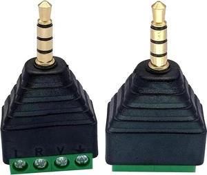 3.5mm 4 Pole Stereo TRRS Audio Video Male to 4 Screw Terminal Female Double Track Headphone AUX Balun Solderless Connector Converter Adapter 2-Pack 3.5mm 4 Pole Stereo TRRS Audio Video Male to 4 Screw Terminal Female Double Track Headphone AUX Balun Solderless Connector Converter Adapter 2-Pack