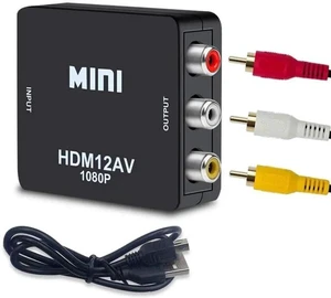 HDMI to RCA Converter, TechCode Mini 1080P HDMI to AV Scaler Adapter Supports PAL/NTSC HDMI to RCA AV/CVSB L/R HD Video Converter for PC, Laptop, Xbox, HDTV, DVD, TV Stick or More (Black) HDMI to RCA Converter, TechCode Mini 1080P HDMI to AV Scaler Adapter Supports PAL/NTSC HDMI to RCA AV/CVSB L/R HD Video Converter for PC, Laptop, Xbox, HDTV, DVD, TV Stick or More (Black)