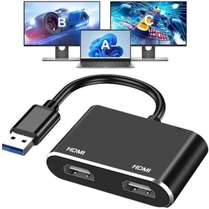 USB 3.0 to Dual HDMI Adapter, USB to Dual Monitor Display Converter Support 1080P 60Hz Audio Video, Only for Windows Laptops Desktops USB 3.0 to Dual HDMI Adapter, USB to Dual Monitor Display Converter Support 1080P 60Hz Audio Video, Only for Windows Laptops Desktops