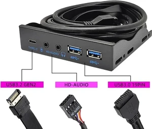 3.5 Inch PC Floppy Bay Front Panel Hub, 10Gbps USB 3.2 Gen2 USB-C + 2 USB3.0 Ports with HD Audio Mic Jack, Needs Motherboard 20-Pin USB & USB3.2 Key-A Headers for Desktop Chassis 3.5 Inch PC Floppy Bay Front Panel Hub, 10Gbps USB 3.2 Gen2 USB-C + 2 USB3.0 Ports with HD Audio Mic Jack, Needs Motherboard 20-Pin USB & USB3.2 Key-A Headers for Desktop Chassis