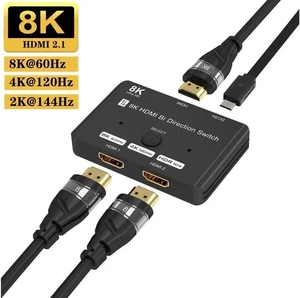 HDMI 2.1 Switch 8K2In 1Out/1In 2Out Bi-Directional HDMI Switcher HDMI Switch 4K 120Hz 8K@60Hz 48Gbps for Xbox PS5/4/3 Nintendo Switch Apple TV, HDTV Monitor HDMI 2.1 Switch 8K2In 1Out/1In 2Out Bi-Directional HDMI Switcher HDMI Switch 4K 120Hz 8K@60Hz 48Gbps for Xbox PS5/4/3 Nintendo Switch Apple TV, HDTV Monitor