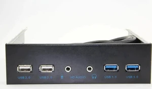 5.25 Inch PC Front Panel USB Hub, 2 USB3.0 + 2 USB2.0, HD Audio & Mic Jack, 20Pin Header with 2FT Extension Cable for Desktop Computer Case 5.25 Inch PC Front Panel USB Hub, 2 USB3.0 + 2 USB2.0, HD Audio & Mic Jack, 20Pin Header with 2FT Extension Cable for Desktop Computer Case