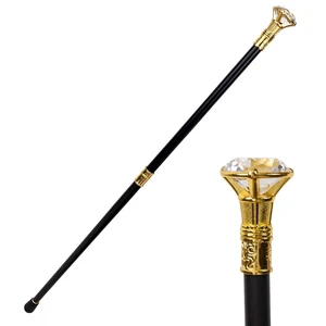 Metal Walking Stick Crystal Diamond Head 35.8 Inch Scepter Royal Crystal King Walking Stick New Year's Eve Performance Props(Glod) Metal Walking Stick Crystal Diamond Head 35.8 Inch Scepter Royal Crystal King Walking Stick New Year's Eve Performance Props(Glod)