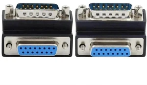 2 Pack 90 Degree Angled DB15 D-SUB Male to Female Adapter, HD15 SVGA Serial Gender Changer Coupler for Monitors, POS, Industrial Testing Equipment 2 Pack 90 Degree Angled DB15 D-SUB Male to Female Adapter, HD15 SVGA Serial Gender Changer Coupler for Monitors, POS, Industrial Testing Equipment