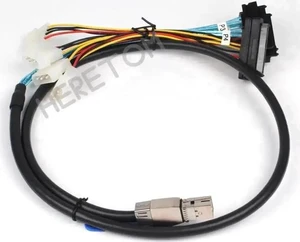 100CM Mini SAS HD Breakout Cable, SFF-8644 Male to 4×SFF-8482 29Pin Female with 4Pin Auxiliary Power, 12Gbps SAS3.0 Internal Storage Fanout Cable for Server RAID & HDD Backplane 100CM Mini SAS HD Breakout Cable, SFF-8644 Male to 4×SFF-8482 29Pin Female with 4Pin Auxiliary Power, 12Gbps SAS3.0 Internal Storage Fanout Cable for Server RAID & HDD Backplane