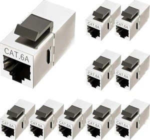10 Pack Cat6a Shielded RJ45 Keystone Coupler, Female to Female Inline Ethernet Extender Connector Compatible with Cat5e/Cat6/Cat6a Network Cables 10 Pack Cat6a Shielded RJ45 Keystone Coupler, Female to Female Inline Ethernet Extender Connector Compatible with Cat5e/Cat6/Cat6a Network Cables