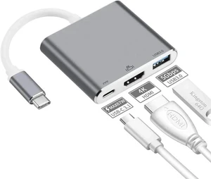 USB C Multiport Adapter, Thunderbolt 3 to 4K HDMI Video Converter with USB3.0 Hub & PD Fast Charging Port for Laptop Projection Display USB C Multiport Adapter, Thunderbolt 3 to 4K HDMI Video Converter with USB3.0 Hub & PD Fast Charging Port for Laptop Projection Display