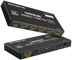 5 in 1 Out HDMI 2.1 Switch 8K@60Hz, 5 Port 48Gbps HDMI Switcher Selector Box with IR Remote, Support 4K@120Hz HDR10+ HDCP2.3 3D, for PS5/PS4/PS3, Xbox Series X, Nintendo Switch, Laptop PC HDTV Monitor 5 in 1 Out HDMI 2.1 Switch 8K@60Hz, 5 Port 48Gbps HDMI Switcher Selector Box with IR Remote, Support 4K@120Hz HDR10+ HDCP2.3 3D, for PS5/PS4/PS3, Xbox Series X, Nintendo Switch, Laptop PC HDTV Monitor