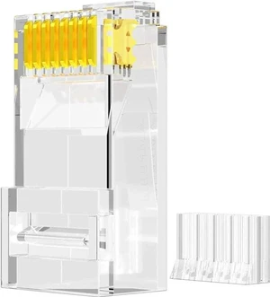 100 Pack CAT6 RJ45 UTP Modular Plugs, Standard 8P8C Gold-Plated Crimp Connectors, POE/POE+/POE++ Compatible Ethernet Cable Ends for Network Wiring 100 Pack CAT6 RJ45 UTP Modular Plugs, Standard 8P8C Gold-Plated Crimp Connectors, POE/POE+/POE++ Compatible Ethernet Cable Ends for Network Wiring