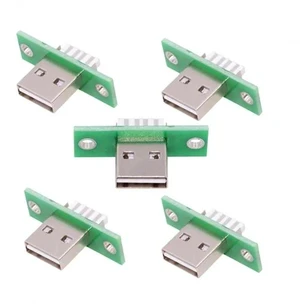 5 Pack Panel Mount Solder Type USB Type-A Male Plug Connector, Reversible DIY USB-A Male Soldering Terminal for Custom Cabinet Electronic Equipment Prototyping 5 Pack Panel Mount Solder Type USB Type-A Male Plug Connector, Reversible DIY USB-A Male Soldering Terminal for Custom Cabinet Electronic Equipment Prototyping