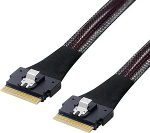 SAS 4.0 PCIe Slimline SAS Extension Cable 100cm, SFF-8654 8i 74Pin Host to SFF-8654 Slim SAS Target Male-to-Male Cable, 24Gbps High-Speed Internal Server Storage Wire SAS 4.0 PCIe Slimline SAS Extension Cable 100cm, SFF-8654 8i 74Pin Host to SFF-8654 Slim SAS Target Male-to-Male Cable, 24Gbps High-Speed Internal Server Storage Wire